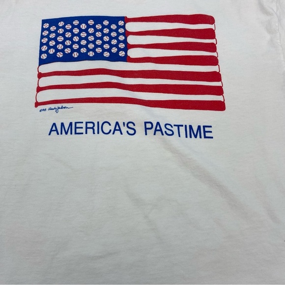 Vintage Anvil 1988 Woody Jackson “America’s Pastime” Single Stitch Flag T-Shirt - Picture 2 of 8